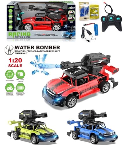 Image of Crackles High Speed Gel Water Bomb Shooting Rechargeable Remote Control Racing Car 1:20 Scale Fast RC Vehicle Toys for Kids - Random Colours