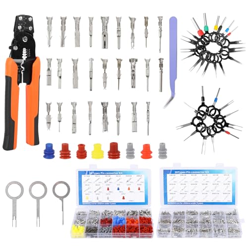 Ioubur 26Type Pin Connectors Kit with Crimping Pliers 827pcs Automotive Car Electrical Wire Pins 1/1.5/1.8/2.2/2.8/3.5mm Non Insulated Wire Terminal Pin Kit.