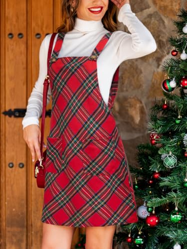 Image of CUPSHE Women Corduroy Square Neck Wide Strap Fall Overall Mini Dress