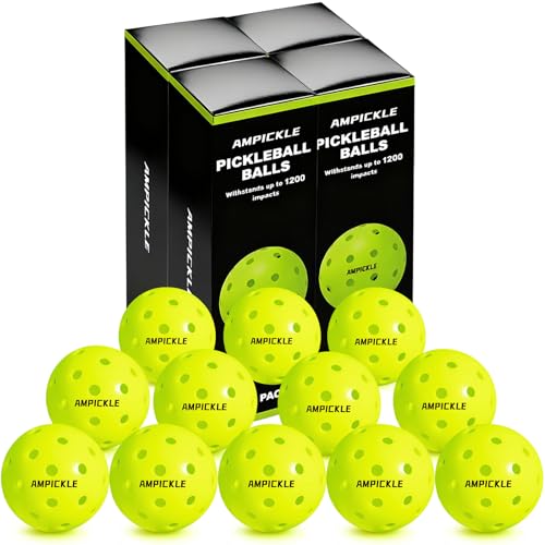 Image of Pickleball Balls，Withstands up to 1000 impacts， Crack-Resistant，40 Holes Outdoor Pickle Balls Set USAPA Official Standard，Pickle Ball for Tournament Play，3 Pack /6Pack /12Pack (12 Count)