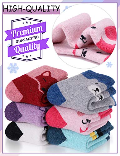 Image of ProEtrade Wool Socks for Kids Toddlers Boys Girls Thick Warm Winter Hiking Heavy Thermal Cozy Crew Boot Gift Socks 6 Pack