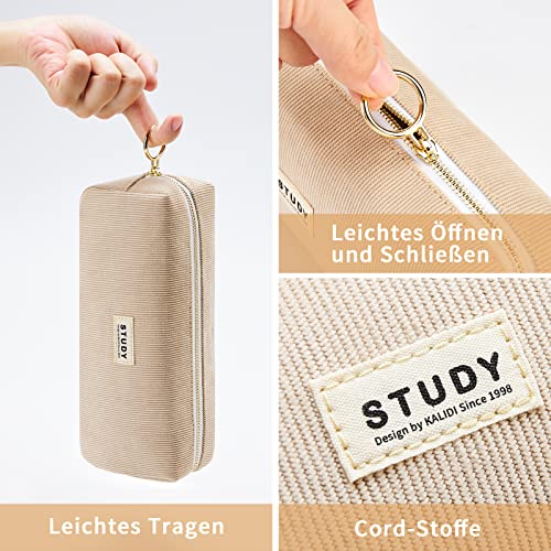 KALIDI Corduroy Pencil Case Large Pen Bag Stationery Pouch for Teenage Boys Girls School College (Green), 20.5 cm x 6 cm x 8.5 cm - Image 2