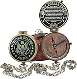 Army Gift, U.S Army Military for Men and Women, Engraved Army Compass with Leather case, United State Army Gift, Army Brass Compass, Army Retirement Gift, Personalized Compass, Antique Compass