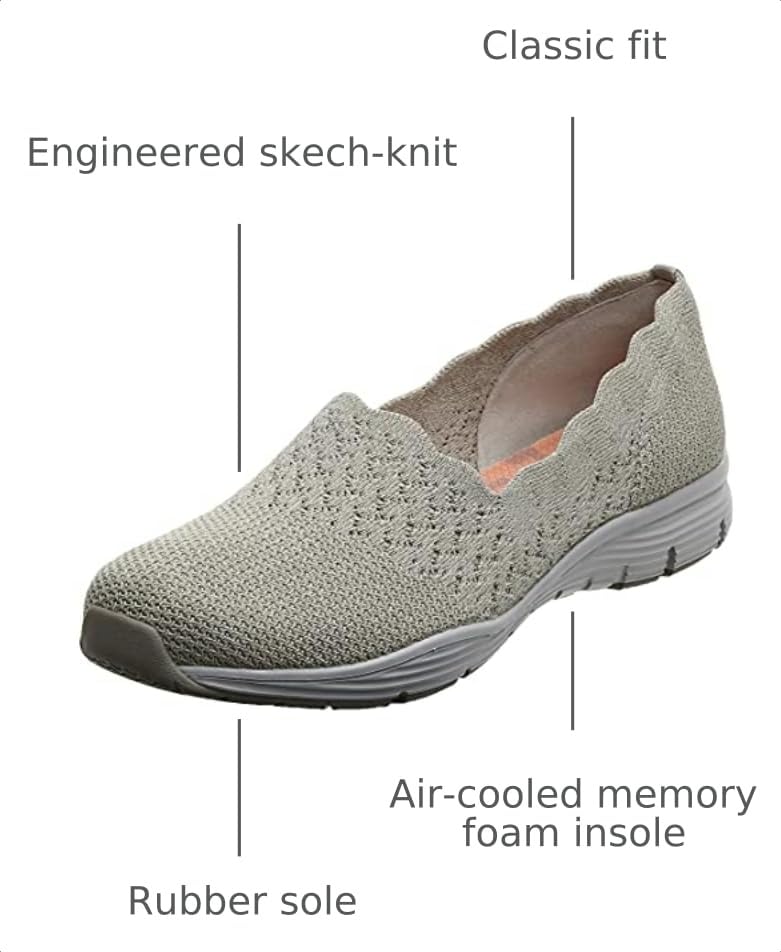 Image of Skechers Women's Seager Stat Scalloped Collar Engineered Skech-Knit Slip-on Classic Fit Loafer