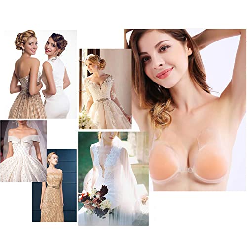 Unloshe Adhesive Bra Strapless Sticky Push Up Bra Reusable Silicone Invisible Lifting Bra, Backless Bra For Women (Skin Tone,D) #TOP7