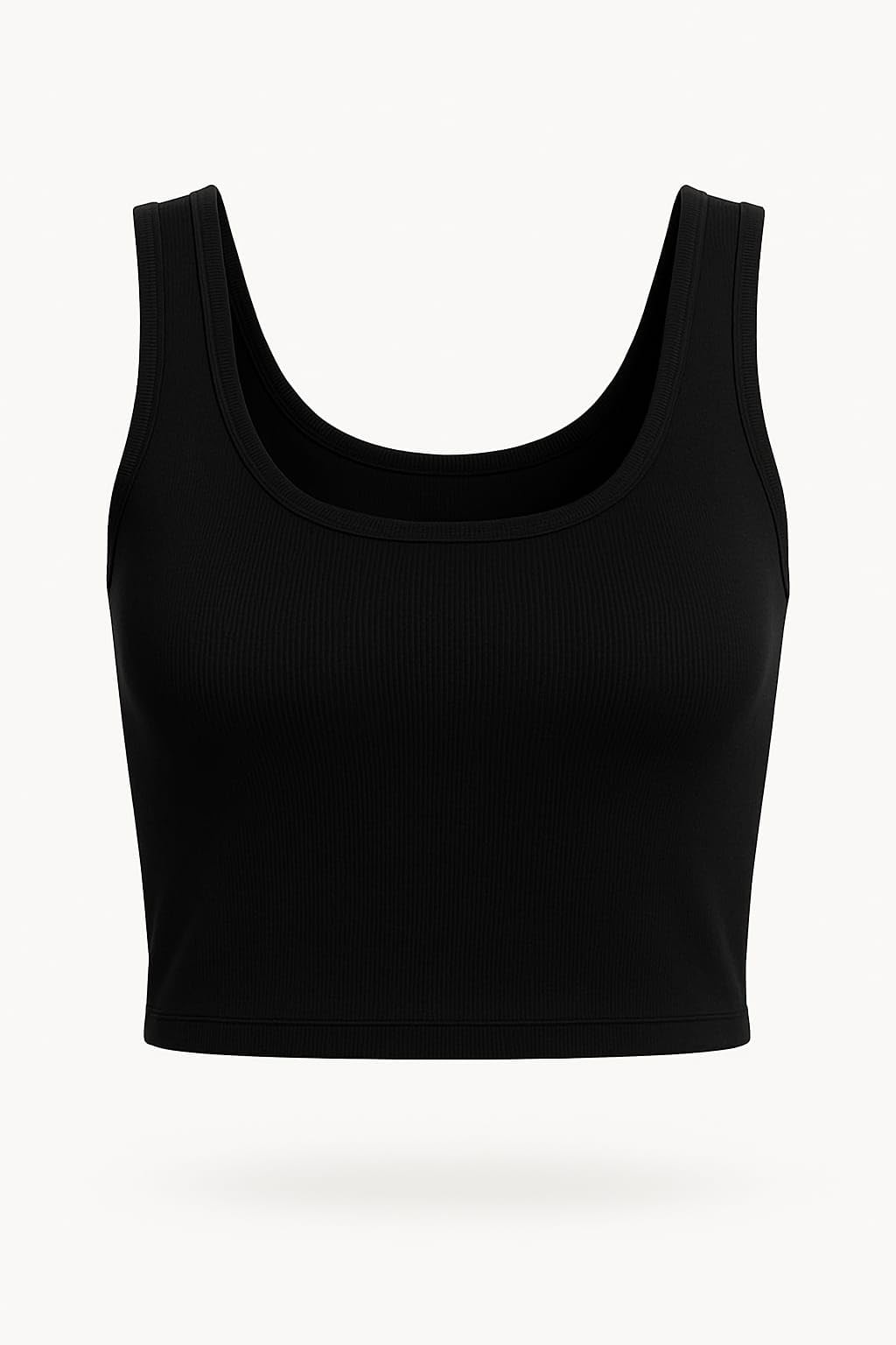 onlinia Cotton Ribbed Knit Tops for Women with Non Transparent Fabric|Stretchable Rib Knitted Sleeveless Racerback Tank Top with Crew Neck|Cropped Vest Top Free Size Black Short-picture-29