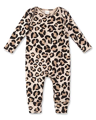 Tesa Babe Baby Girl Clothes Leopard Print Soft Cotton Footless Romper Jumpsuit Fall Long Sleeve Outfit Coverall (Newborn)