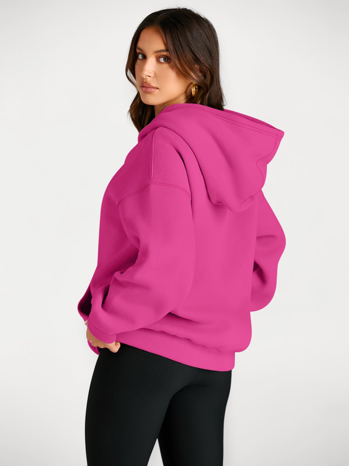 Trendy Queen Womens Oversized Hoodies Fleece Sweatshirts Fall Fashion Pullover Sweaters Winter Clothes: Hot Pink Large