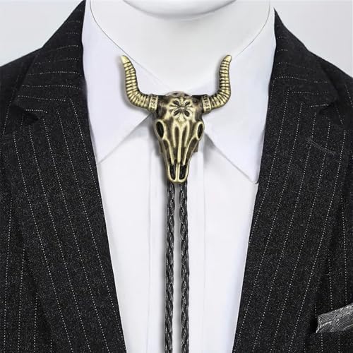 Image of GelConnie Native American Bolo Tie Rodeo Cowboy Leather Necktie Western Necklace Costume Accessories for Men,Women