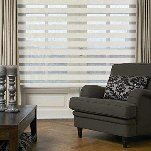 Keego Window Blinds Custom Cut to Size, Hemp Zebra Blinds with Dual Layer Roller Shades, [Size W 34 x H 72] Dual Layer Sheer or Privacy Light Control for Day and Night - Thumbnail 5