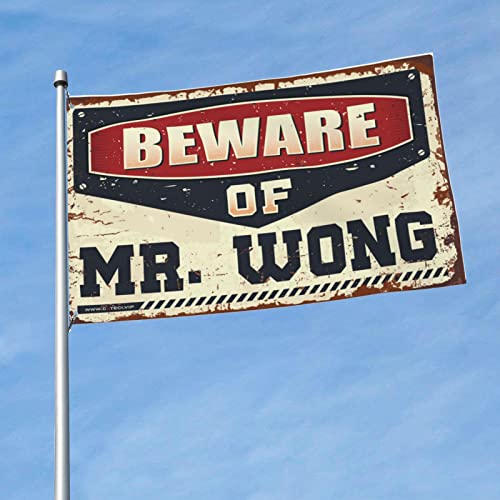 Drapeau Beware of Mr. Wong décoration de porte chambre accessoires de jeu géant