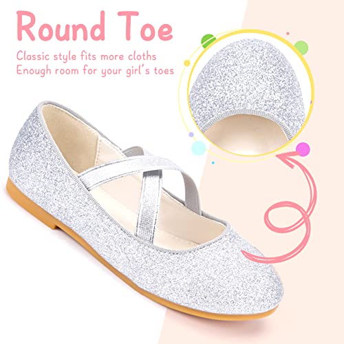 Girls Glitter Princess Ballet Flats Mary Jane Shoes Dress Shoes for Girl Back to School Princess Wedding Shoes (Little Kid/Big Kids)2