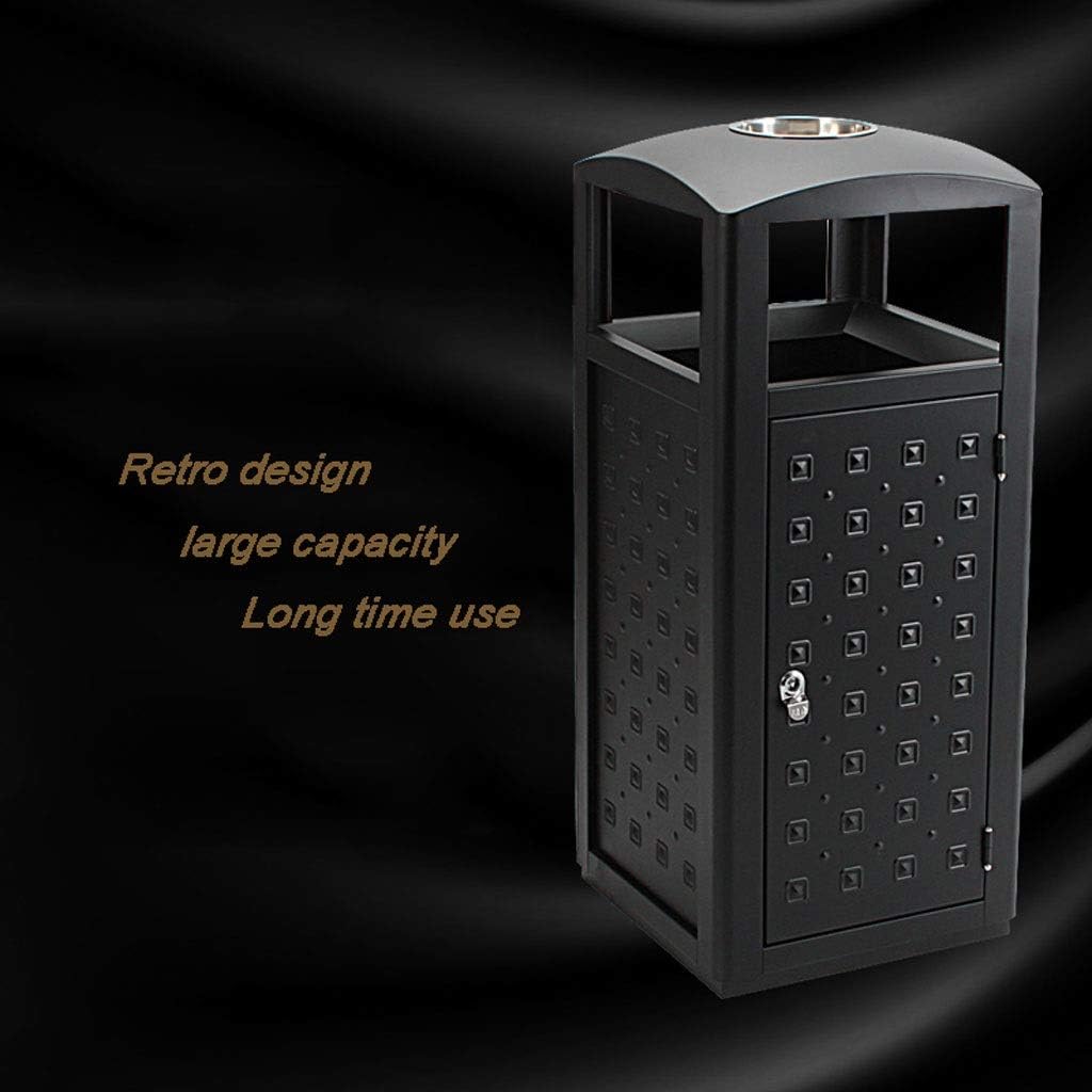 Waste Bins,Outdoor Ashtray Indoor and Outdoor Trash Cans Classical Indoor and Outdoor Trash Cans with Ashtray Commercial Stainless Steel Garbage Can Decometal Panel for Coffee Houses Campuses/C/a