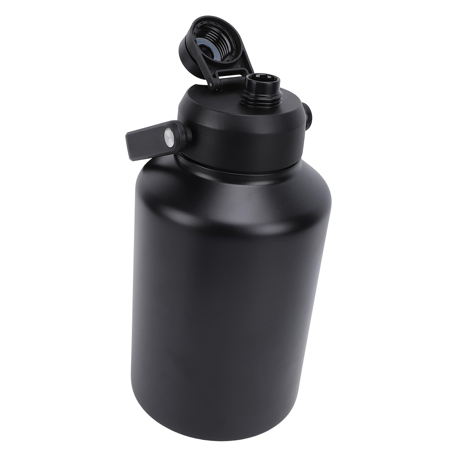 aqxreight 3,8 L Edelstahl-Sportflasche, Doppelwandig, für Fitnessstudio, Camping, Wandern, Reisen, Großes Fassungsvermögen, mit Rutschfestem, Khaki (BLACK)