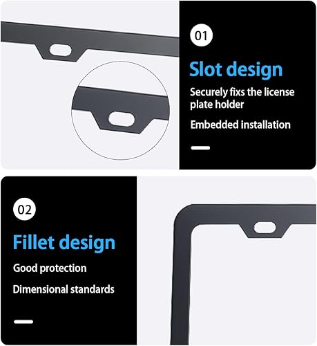 Miniatura 4 de Ziciner 2 marcos de matrícula, cubierta de acero inoxidable pulido con espejo, decoración de piezas de accesorios exteriores universales con 1