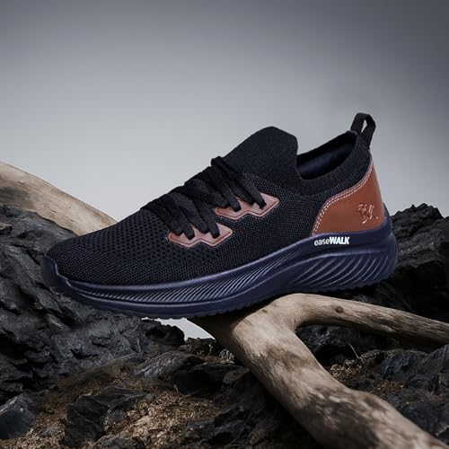 Image of Neeman's Ease Walk Snug Sneakers for Men | Breathable Knit, Stretchable Fit & Cushioned Comfort for Everyday Walking