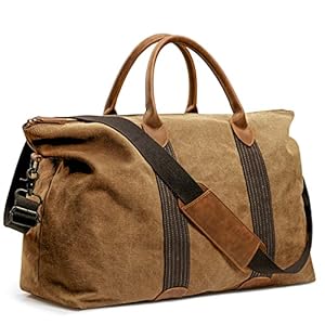 Newshows Canvas Weekender Duffel Bag for Men Women Overnight Travel Tote Carryon Shoulder Handbag with Luggage Sleeve