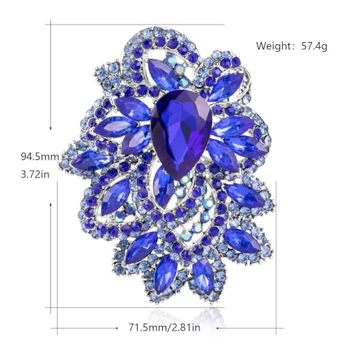 Image of LAXPICOL Big Large Women's Vintage Austrian Crystal Elegant Flower Teardrop Brooch Gold Tone