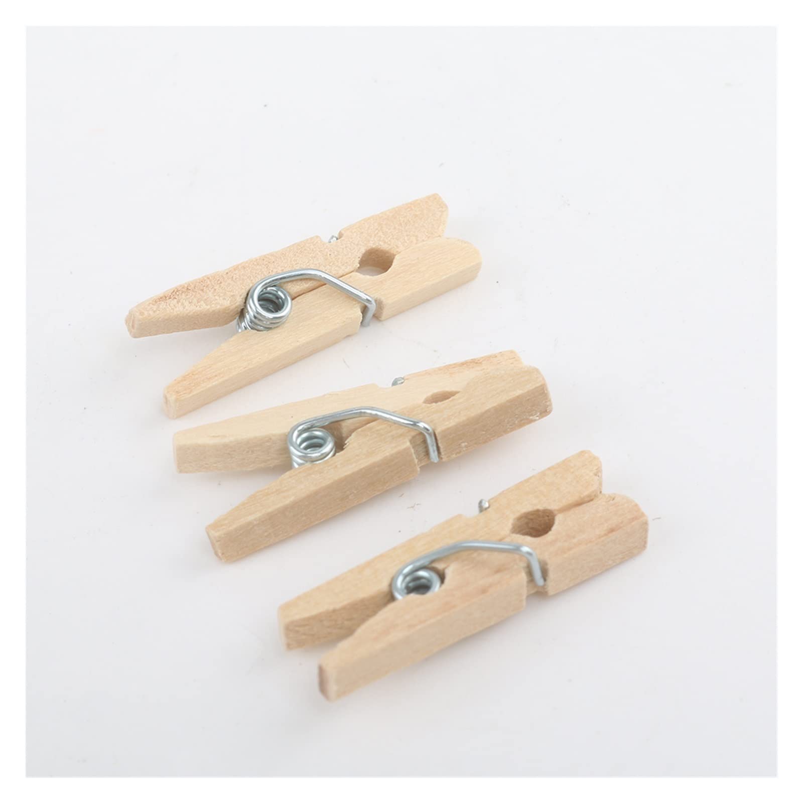 50/100 Uds. Clips de Madera Natural de tamaño pequeño 25mm Mini Clips for Fotos Pinza de Ropa Clips de decoración Artesanal Accesorios Escolares y de Oficina(100pcs)
