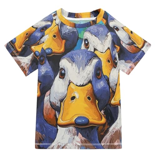 Boy Swimsuit Caroon Cute Duck Goose Watercolor Sunscreen T-Shirts Swimwear Sets UPF 50+