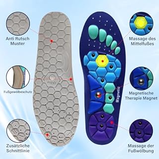 Audasi Solette Magnetiche, Piatto Solette Per Scarpe Da Lavoro Per Alleviare La Fascite Plantare Solette Di Riflessologia Agopressione, Plantare Ortopedico per Piede Per Uomini E Donne(blu, S)