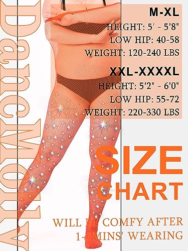 Image of DancMolly 10X Strong Ultra Sparkly Rhinestone Fishnet Stockings, Plus Size Sparkle Tights for Women Sexy Party Concert Outfit