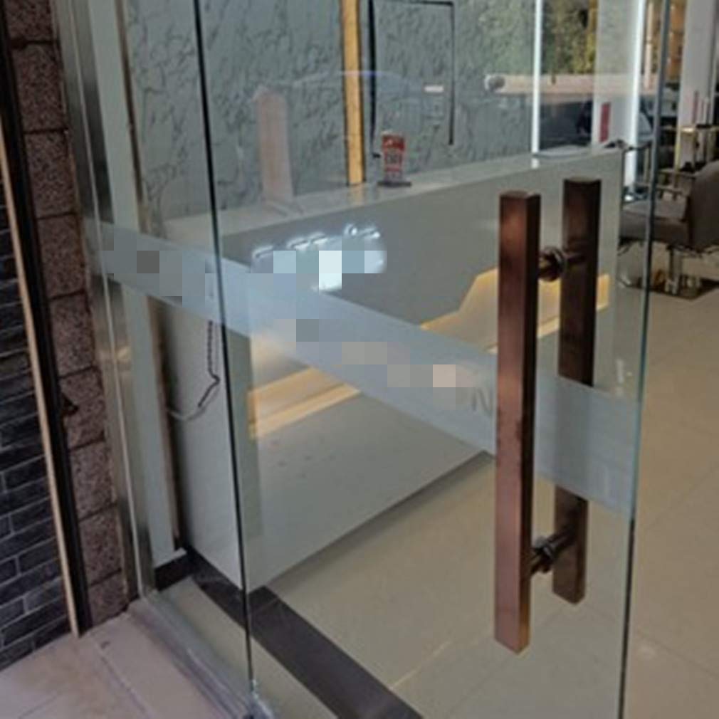 Set di maniglie a doppia barra laterale in acciaio inossidabile con design a rosa, maniglia quadrata per hotel, casa, club, ufficio, negozio, finitura spazzolata, foro centrale da 300 mm