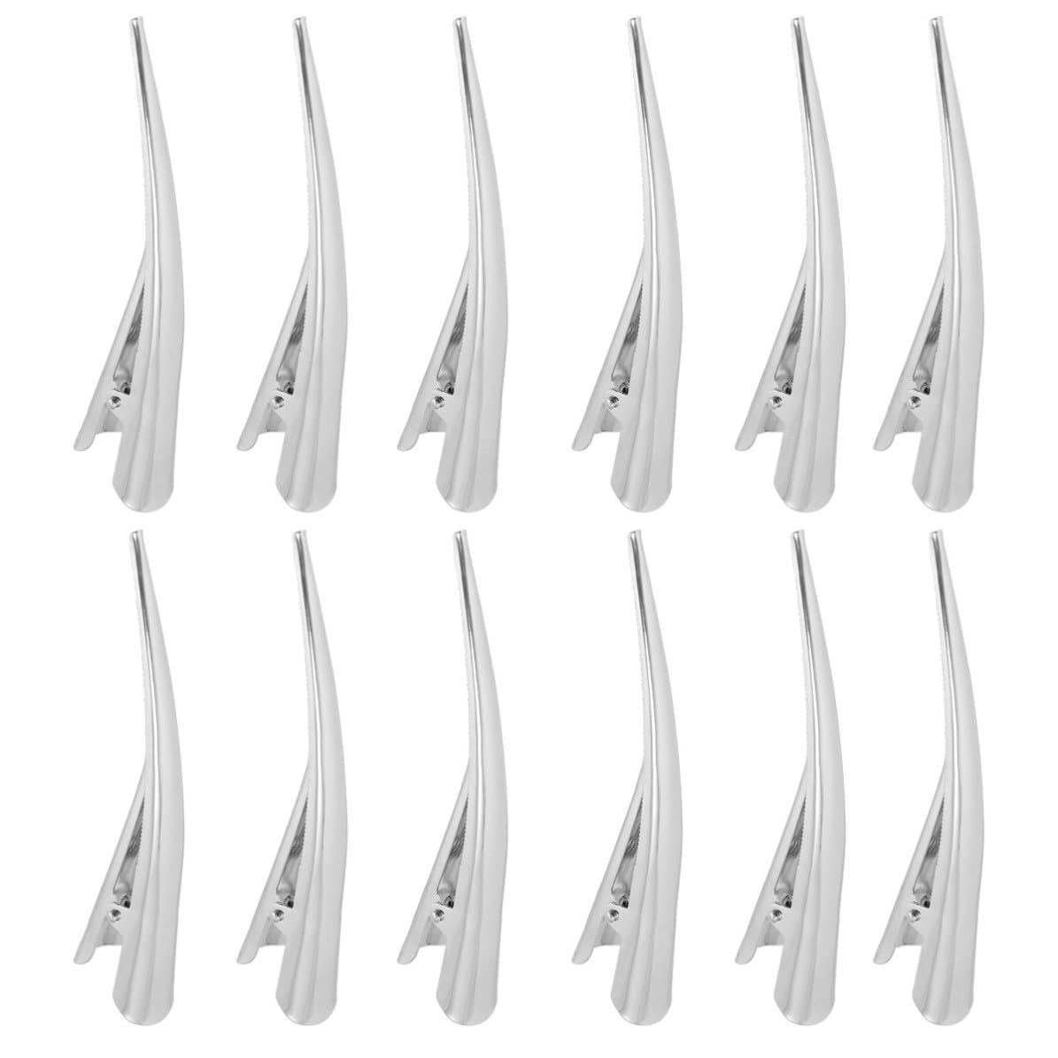 12 Pinzas de Pato de Acero Inoxidable Color Plata para Peluquería y Oficina 8
