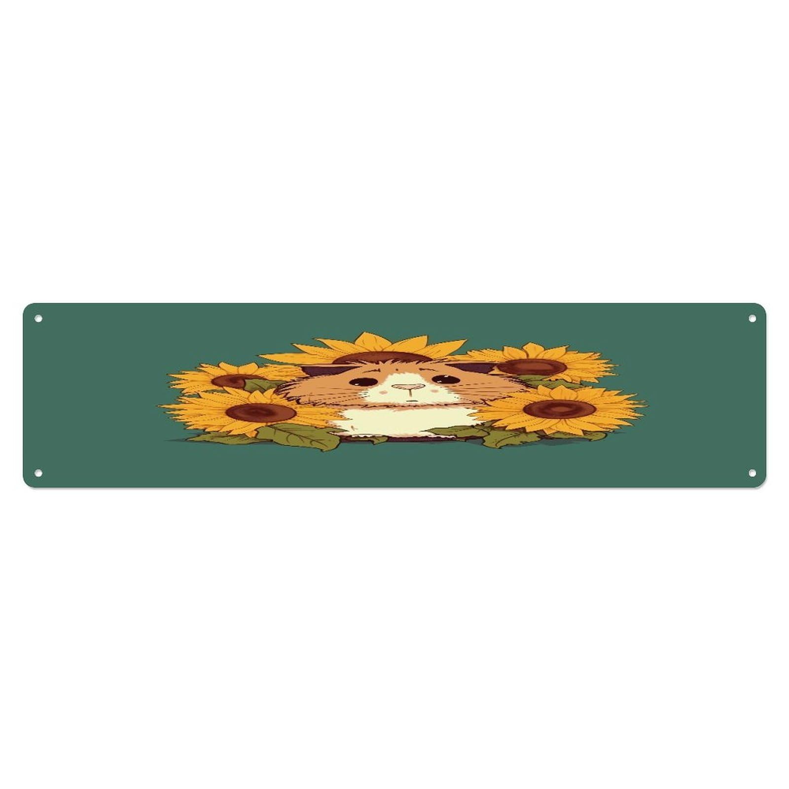 Adfgyerh Style Sunflower Hamster Cartoon Wall Decor Aluminum Waterproof. Plaque, Practical Gift,Sign 15.7X3.9 Inch Poster,For Home, Office, Business, Garage– Indoor/Outdoor