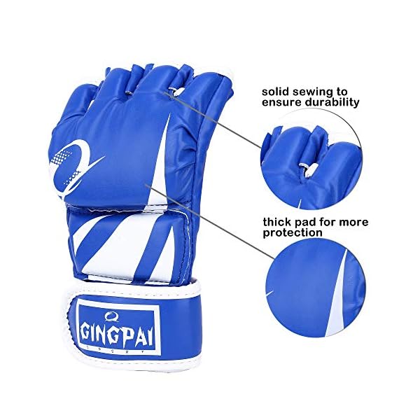 GINGPAI-Half-Training-Boxing-Mitts-Gloves-for-Men-Women-Training-Gloves-Sparring-Gloves-for-Punching-Bag-Kickboxing-Muay-Thai-MMA-UFC GINGPAI Half Training Boxing Mitts Gloves for Men Women, Training Gloves, Sparring Gloves for Punching Bag, Kickboxing, Muay Thai, MMA, UFC (Blue)