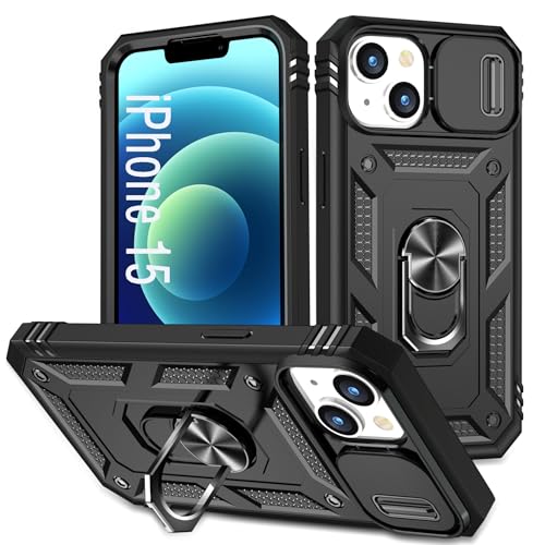 DAWEIXEAU für iPhone 15 Hülle,Kameraschutz Handyhülle Drop Resistance Handys Schutzhülle für iPhone 15 6.1" (Schwarz)