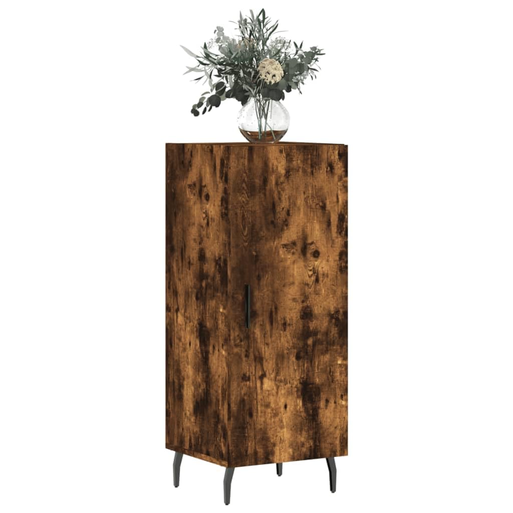 Aparador de madera de roble ahumado 34,5 x 34 x 90 cm, con patas de metal, moderno con 3 compartimentos, robusta cómoda para salón, dormitorio, pasillo