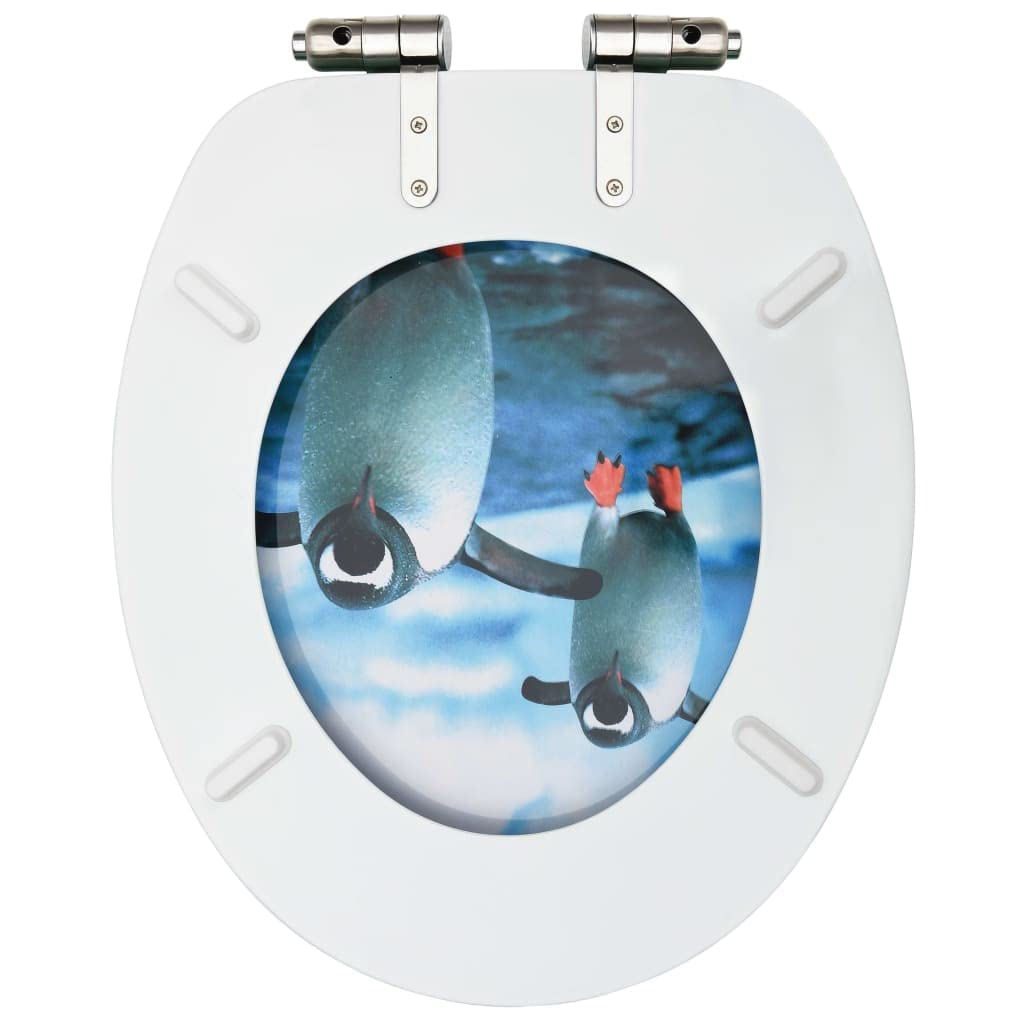 Set di 2 sedili anteriori per WC con coperchio chiusura morbida MDF pinguini 02_0002983
