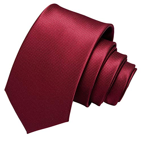 Image of Barry.Wang Plain Men Silk Ties Extra Long Satin Necktie for Wedding Business Handkerchief Cufflinks Set Solid Colors