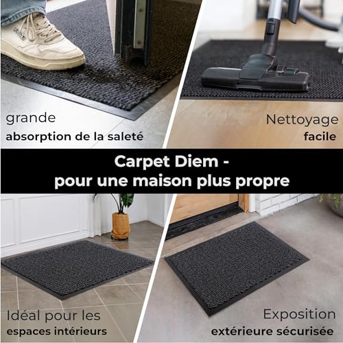 Carpet Diem Paillasson d'entrée intérieur 90 x 150 cm Anthracite-Noir – vue 3
