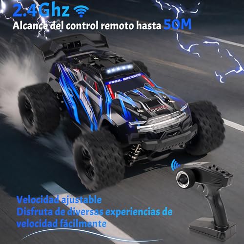 JOYTREKY Coche Teledirigido - 1:18 Coches De Control Remoto 40km/H 2.4Ghz 4WD Todoterreno Off-Road Drift Truck Hobby Grade con BateríAs Recargables Duales para Un Juego Prolongado - Azul - imagen 5