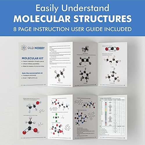 OLD NOBBY Organic Chemistry Set (425 pc) Molecular Model Kit with Atoms, Bonds, Guide, Bond Removal Tool - STEM Science Kits for Kids Toys Chemistry Set for Students Teachers Young Scientists - Thumbnail 5