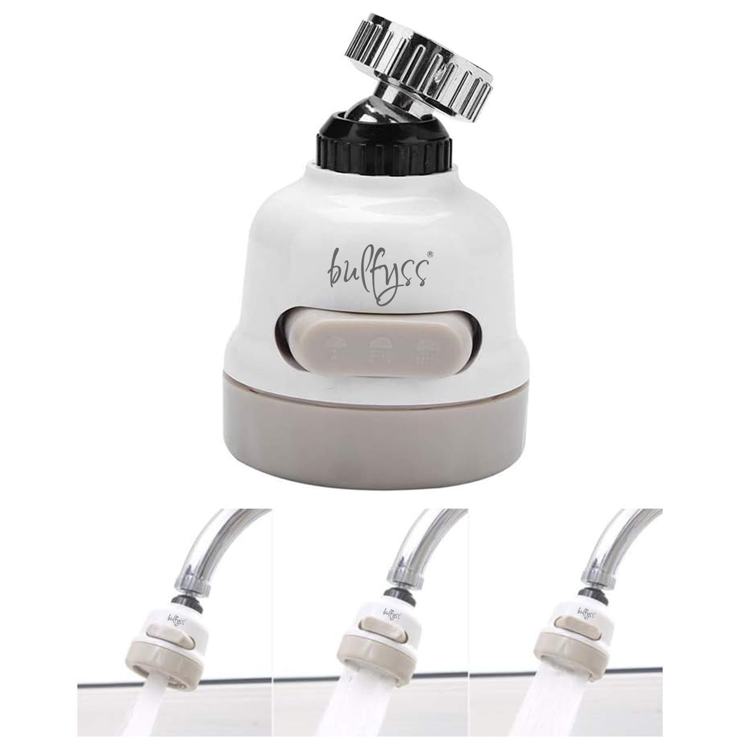 Bulfyss ABS 360 Degree Rotation/Movable Bubbler Saving Water Faucet/tap, Tap Extension/Head, Faucet Filter Shower Head Nozzle Adapter (3 Modes), White and Grey, Faucet Extension (B0CW377RRQ) Amazon Price History, Amazon Price Tracker