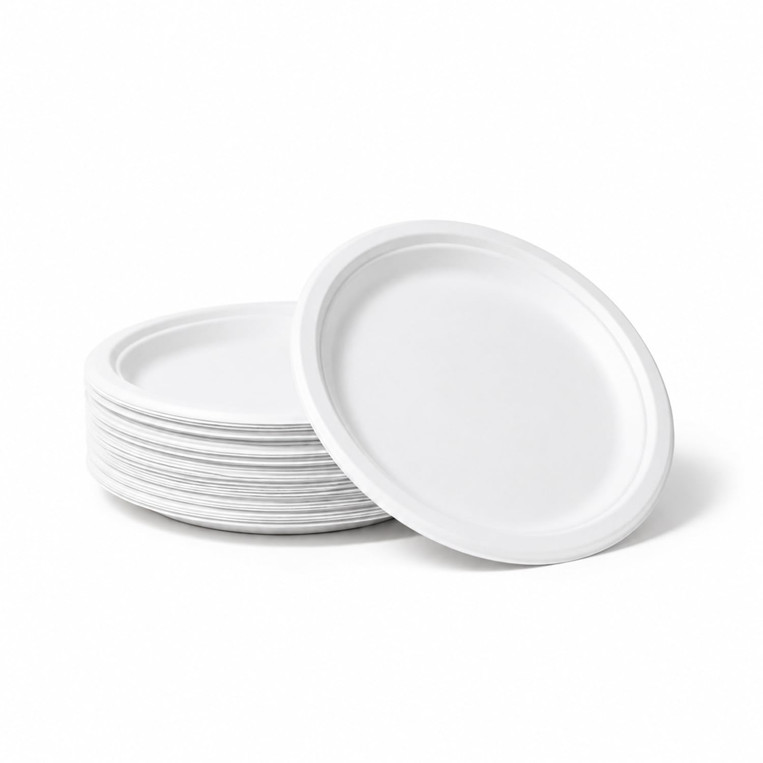Bonkaso 11 Inch, Pack of 25 Bagasse Disposable Round Plates (White)| Eco-Friendly Sugarcane Paper Plates | Biodegradable, Compostable & Sturdy | Ideal for Snacks, Desserts, Parties, Weddings & Events