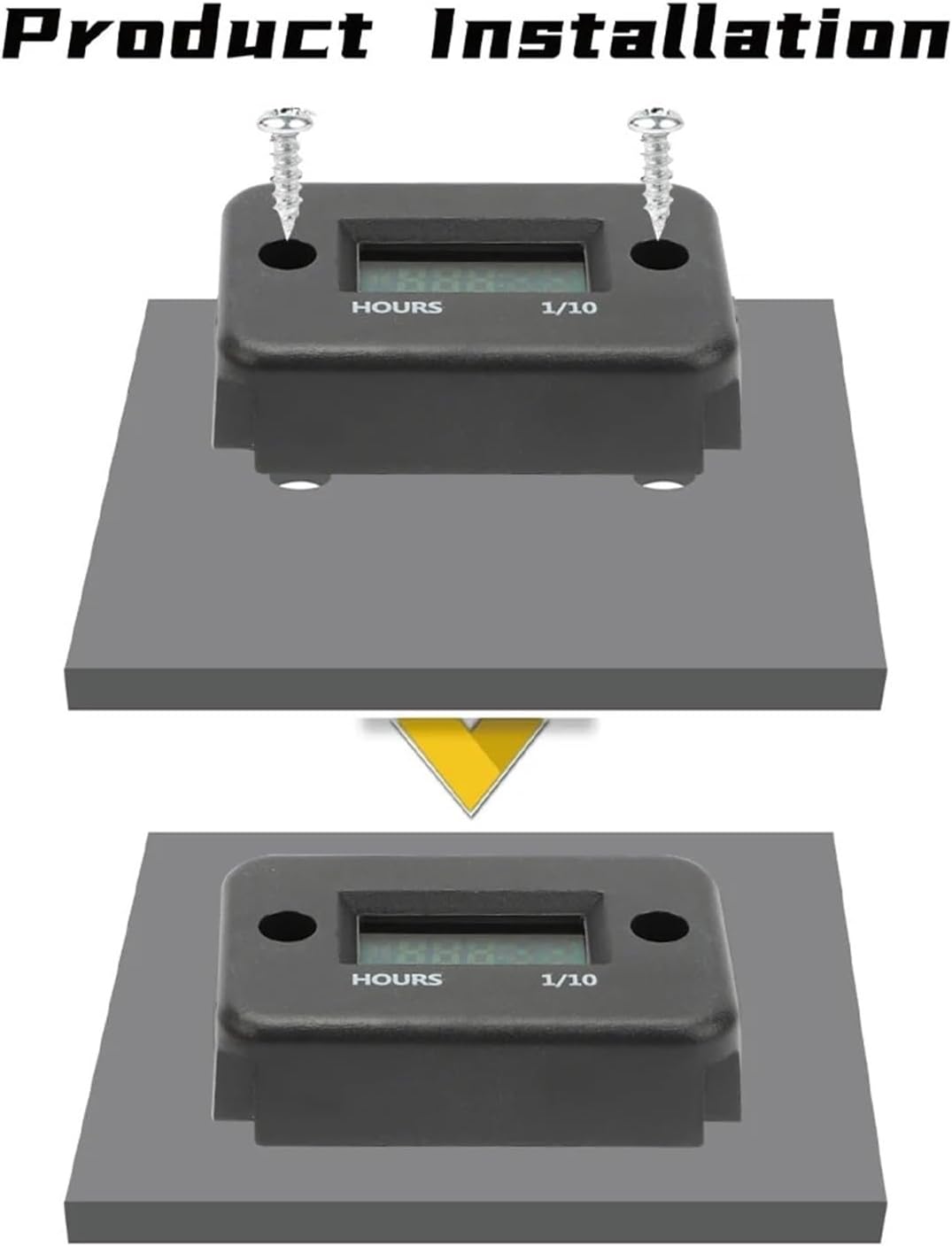 Motorcycle Parts Gauges Engine Timer Working Hour Meter Waterproof Lcd Display Digital Time Gause for Atv Boat Moto instruments(Black)