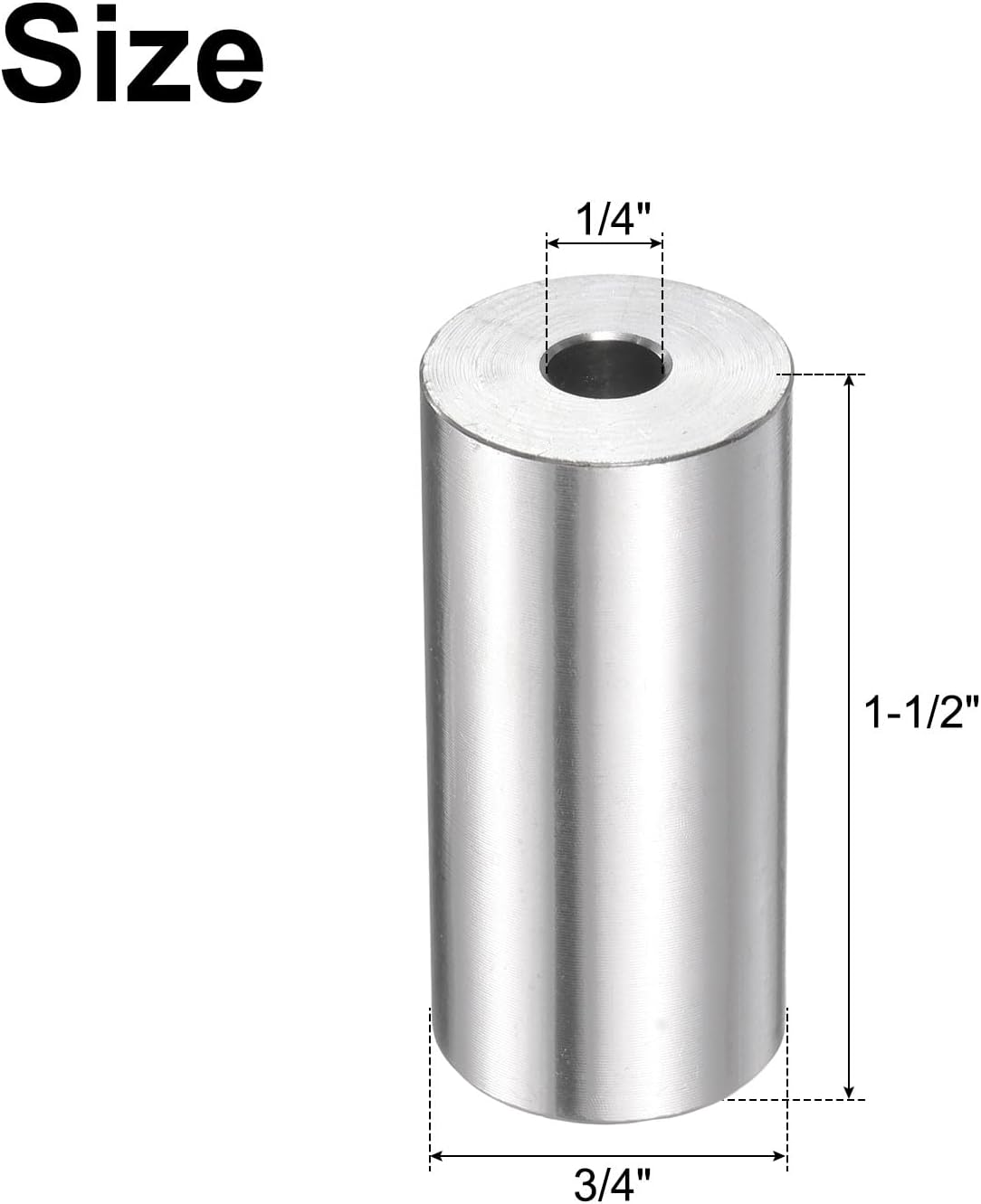 uxcell 10pcs Stainless Steel Spacer 1/4" Bore x 3/4" OD x 1-1/2" Length Screw Bushing Plain Finish Round Metal Spacer for M6 Screws Bolts and Rods