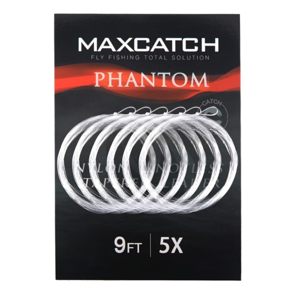 M MAXIMUMCATCH Maxcatch Fly Fishing Tapered Leader Line 6 Pack -Pre-Tied Loop- Tensile Strength- Abrasion Resistance- Low Memory 7.5ft/9ft/12ft/15ft, 0X-7X