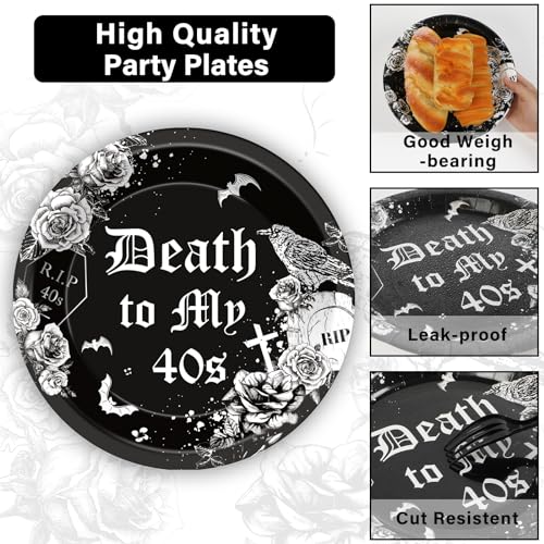 Image of Qyeahkj 100 Pcs 50th Birthday Plates and Napkins Party Supplies Death To My forties Decorations Rip To My 40s Paper Tableware Set for Men Women 50th Birthday Funeral for My Party Favor Serve 25