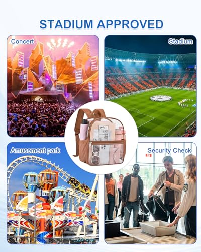 Image of Clear Backpack for Stadium Events, 12x12x6 Small Clear Plastic bag with Reinforced Straps for Game Security Festival Concert