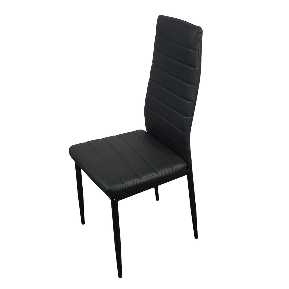 LEADZM Lot de 4 Chaises de Salle à Manger, Dossier Ensemble Noir | Siège Rembourré épais, Chaises de Cuisine