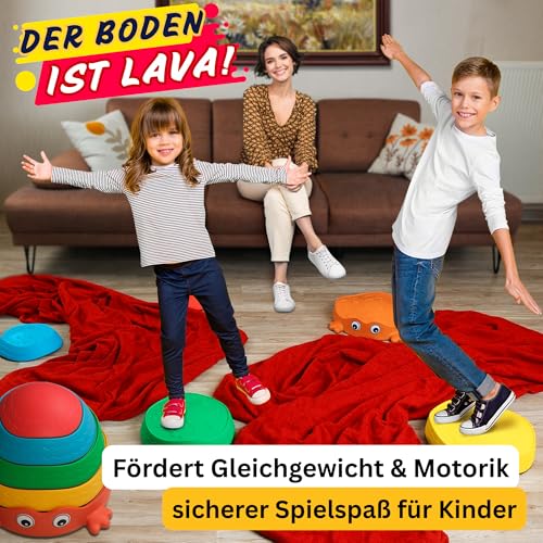 Balanciersteine Spielzeug für Kinder - Rutschfest & stabil - Montessori Stapelsteine fördert Gleichgewicht, Motorik & Kreativität - Geschenkidee & Lernspielzeug - Indoor & Outdoor geeignet