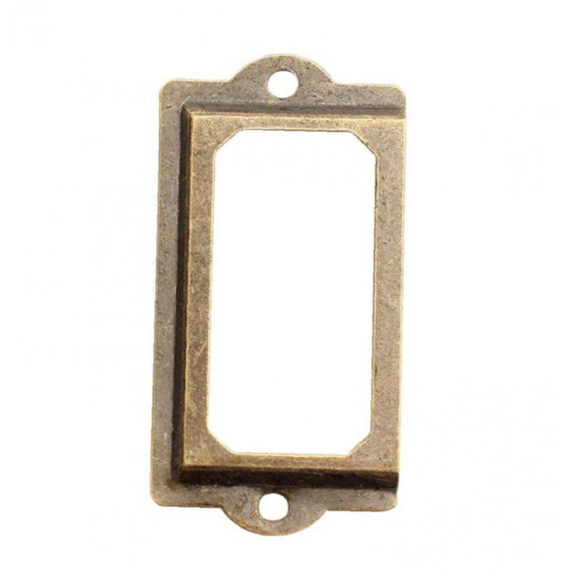 12pcs Antique Brass Metal Label Pull Frame Handle File Name Card Holder Furniture for Furniture Cabinet Drawer Box Case