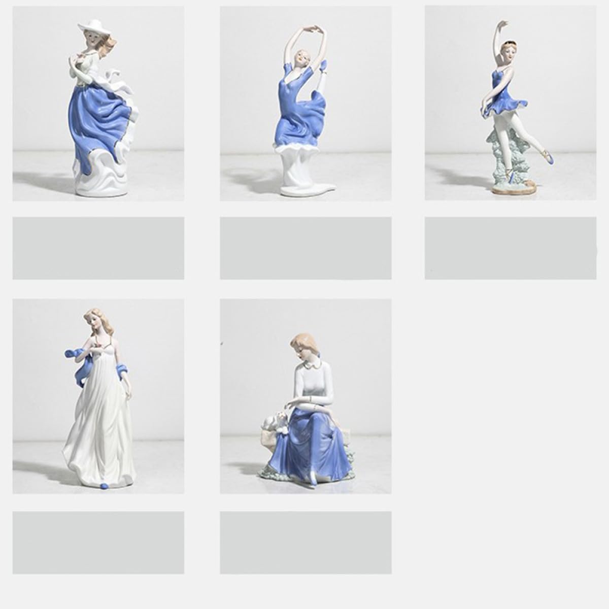 Homoyoyo Figura de Cerámica Azul Estilo Europeo para Decoración de Escritorio, Artesanía Hecha a Mano Diseño Único para Adornar el Hogar