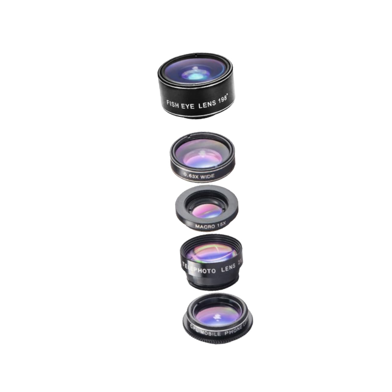 Housoutil Kit De Lentes para Cámara De Teléfono De 3 Piezas 5 En 1: Ojo De Gran Angular Macro Fácil De Instalar