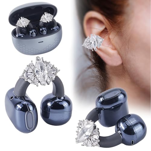 craspire 2 pièce de Strass en Forme de Fleur pour Clips D'Écouteurs Accessoires Décoratifs Brillants Boucles d'oreilles en Alliage de Zirconium Amovibles Argentées...